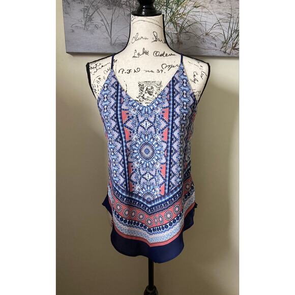 A. Byer women's handkerchief style spaghetti strap flowered top, size small - Picture 1 of 8